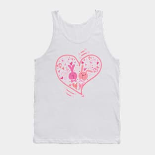 2 Pink Cute Bunnies in Love Tank Top